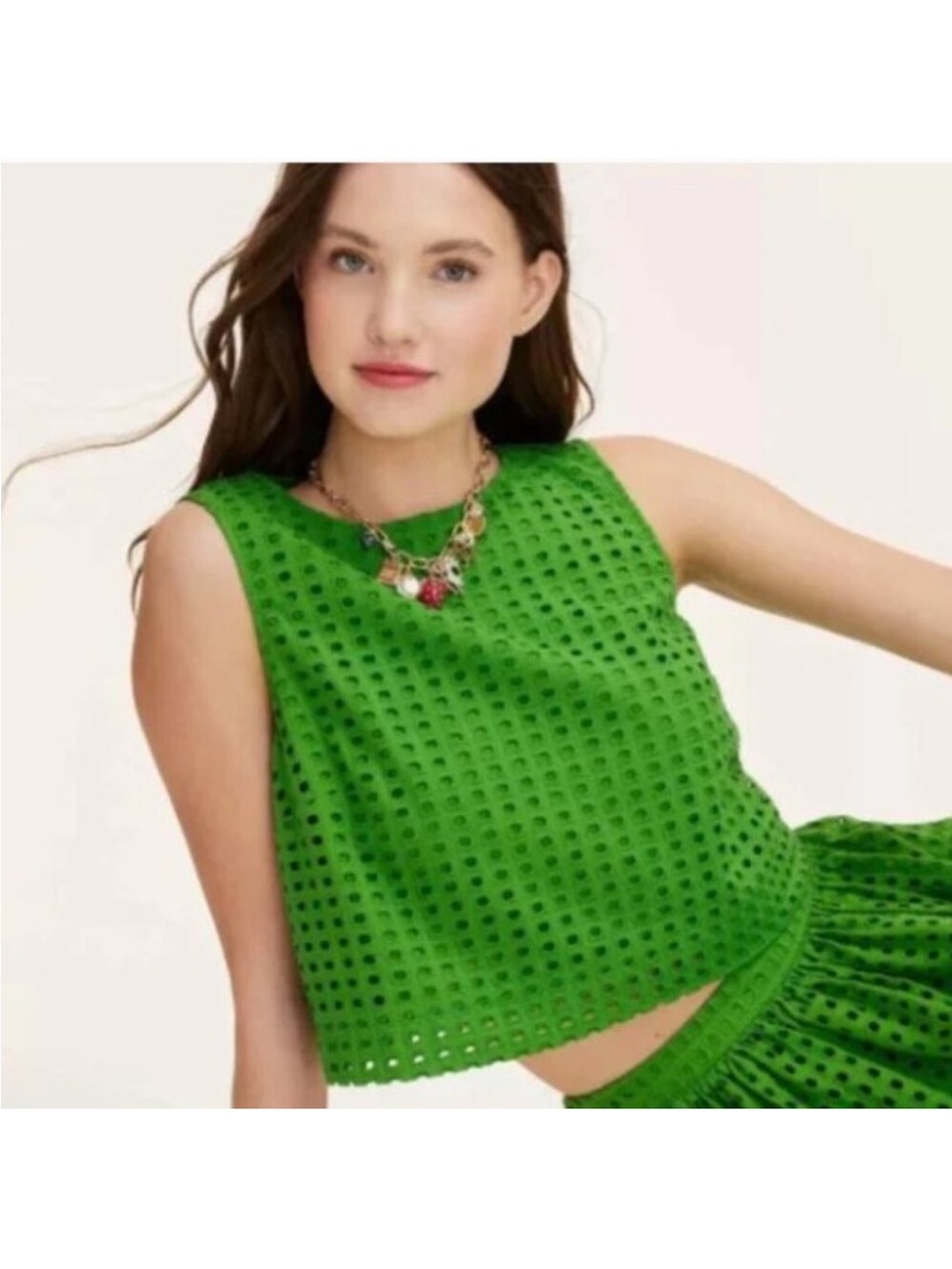 Kate Spade x Target XL Green Boxy Sleeveless Eyelet Crop To